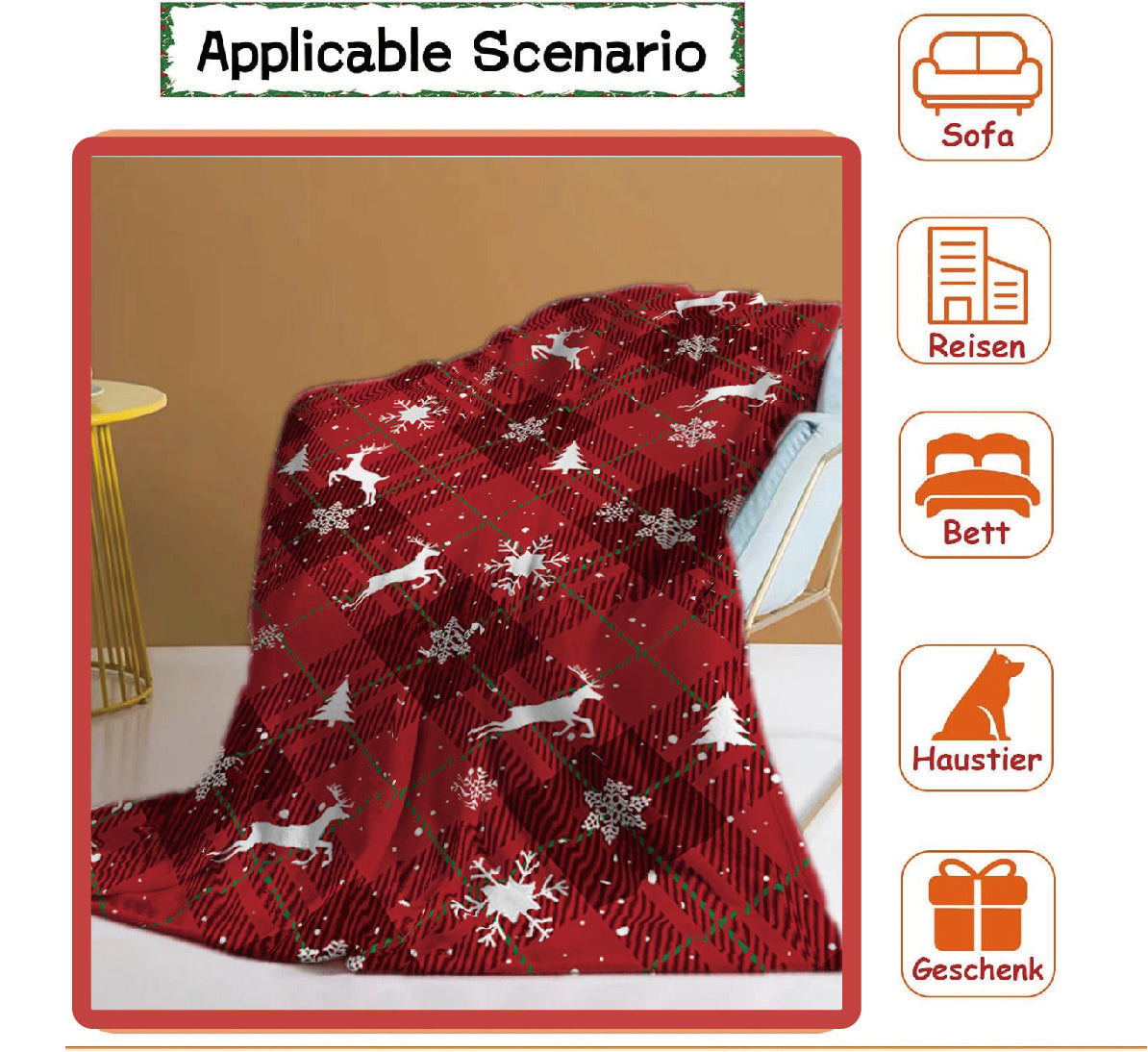1pcs Red Buffalo Plaid Christmas Throw Blanket, Fuzzy Fluffy Soft Cozy Blanket, Fleece Flannel Plush Microfiber Blanket For Couch Bed Sofa
