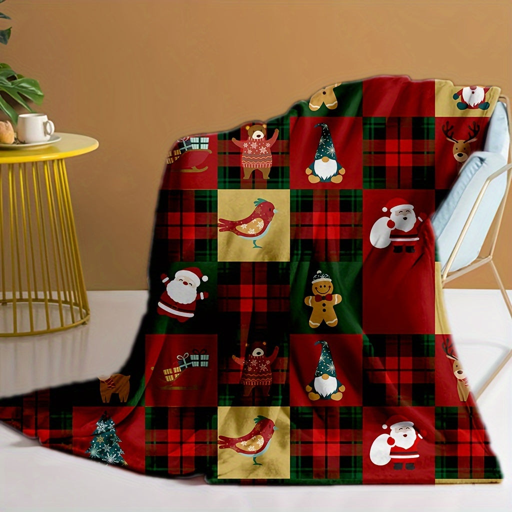 1pcs Red Pink Buffalo Plaid Christmas Throw Blanket, Fuzzy Fluffy Soft Cozy Blanket, Fleece Flannel Plush Microfiber Blanket For Couch Bed Sofa
