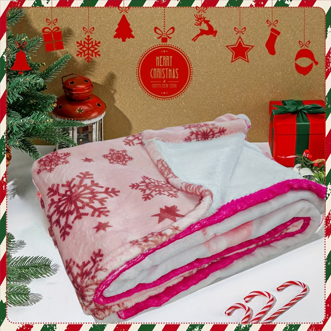 1pcs Red Pink Buffalo Plaid Christmas Throw Blanket, Fuzzy Fluffy Soft Cozy Blanket, Fleece Flannel Plush Microfiber Blanket For Couch Bed Sofa